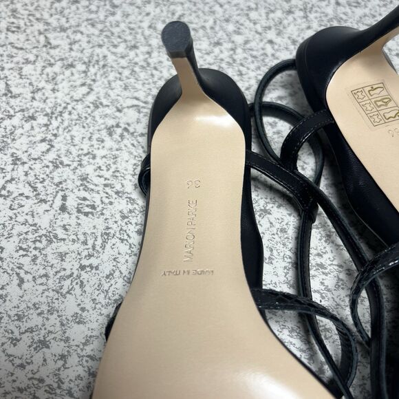 MARION PARKE Mitzi 70 Black Nappa Python Sandal Double Strap Slingback Sz 36/5.5 - Picture 9 of 11